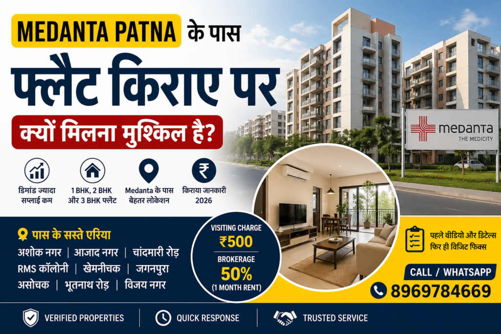 Medanta Patna के पास Flat Rent 2026 – Charges और Nearby Areas